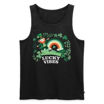 St. Patrick's Day Lucky Vibes Regenbogen - Männer Premium Bio Tank Top - Schwarz - Vorne - Michal (187cm)