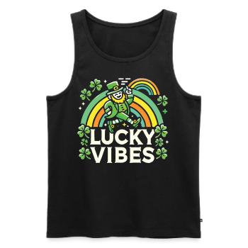 Saint-Patrick Lucky Vibes Arc-en-ciel - Débardeur bio Premium Homme - noir - Devant - Michal (187cm)