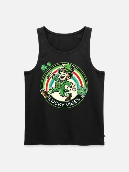St. Patrick's Day Happy Vibes - Men's Premium Organic Tank Top - black