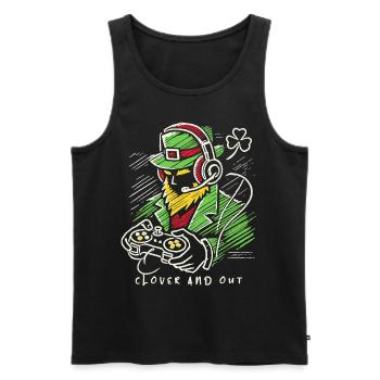 St. Patrick's Day Gamer clover and out - Men's Premium Organic Tank Top - black - Front - Michal (187cm)