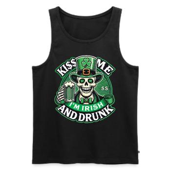 Saint-Patrick Embrasse-moi Je suis Irlandais - Débardeur bio Premium Homme - noir - Devant - AI Model Male 178 light (178cm)