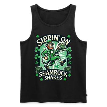 Siroter des shakes Shamrock pour la Saint-Patrick - Débardeur bio Premium Homme - noir - Devant - Michal (187cm)