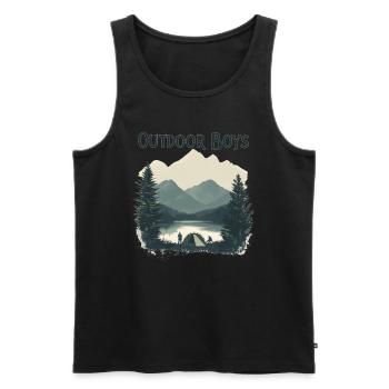 Natur Outdoor Boys, Scout, Pfadfinder, Abenteuer - Männer Premium Bio Tank Top - Schwarz - Vorne - Michal (187cm)