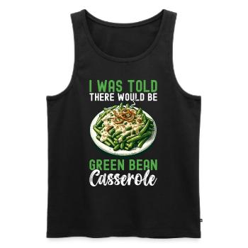 Casserole de haricots verts - Débardeur bio Premium Homme - noir - Devant - AI Model Male 178 light (178cm)