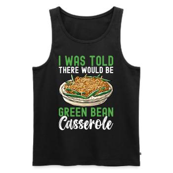 Casserole de haricots verts - Débardeur bio Premium Homme - noir - Devant - AI Model Male 178 light (178cm)