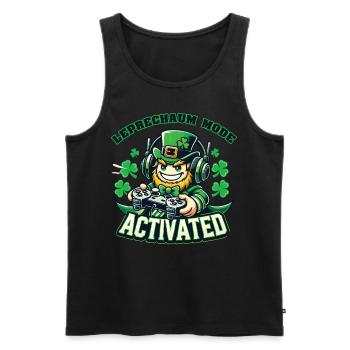 Gamer Leprechaun Mode Enabled St. Patrick's Day - Men's Premium Organic Tank Top - black - Front - AI Model Male 178 light (178cm)