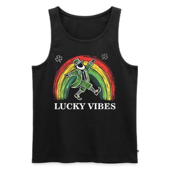 Happy Vibes St. Patrick's Day Rainbow - Men's Premium Organic Tank Top - black - Front - Michal (187cm)