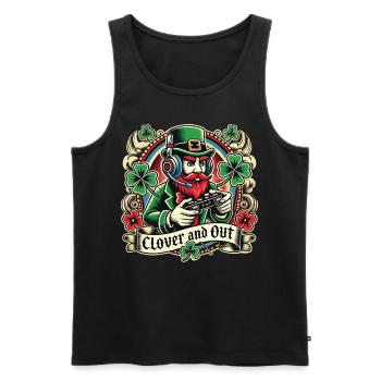 St. Patrick's Day Gaming Leprechaun Clover And Out - Men's Premium Organic Tank Top - black - Front - Michal (187cm)
