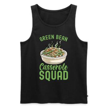 Casserole de haricots verts - Débardeur bio Premium Homme - noir - Devant - AI Model Male 178 light (178cm)