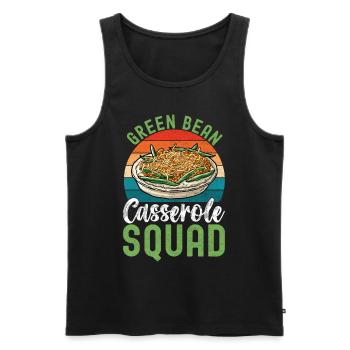 Casserole de haricots verts - Débardeur bio Premium Homme - noir - Devant - AI Model Male 178 light (178cm)