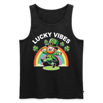 Lucky Vibes Arc-en-ciel de la Saint-Patrick - Débardeur bio Premium Homme - noir - Devant - Michal (187cm)