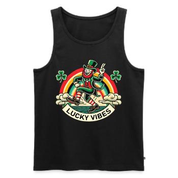 St. Patrick's Day Lucky Vibes Regenbogen - Männer Premium Bio Tank Top - Schwarz - Vorne - AI Model Male 178 light (178cm)