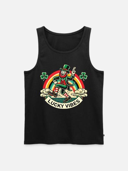 Saint-Patrick Lucky Vibes Arc-en-ciel - Débardeur bio Premium Homme - noir