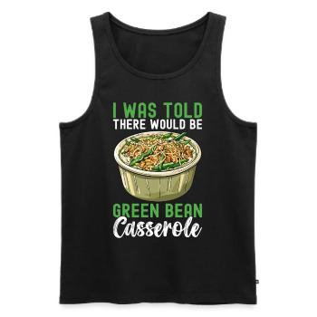 Casserole de haricots verts - Débardeur bio Premium Homme - noir - Devant - AI Model Male 178 light (178cm)