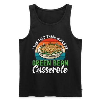 Casserole de haricots verts - Débardeur bio Premium Homme - noir - Devant - AI Model Male 178 light (178cm)