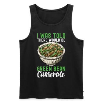 Casserole de haricots verts - Débardeur bio Premium Homme - noir - Devant - AI Model Male 178 light (178cm)