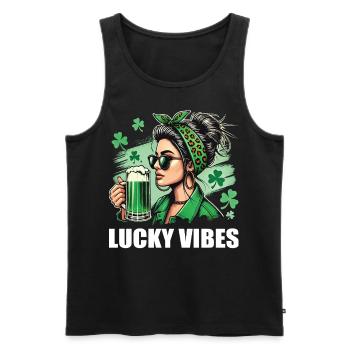 St. Patrick's Day Lucky Vibes Stil - Männer Premium Bio Tank Top - Schwarz - Vorne - Michal (187cm)