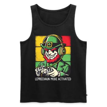Leprechaun Mode Activated St. Patrick's Day Game - Men's Premium Organic Tank Top - black - Front - AI Model Male 178 light (178cm)