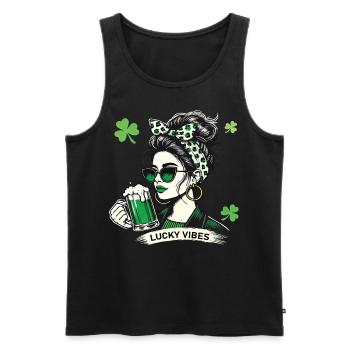 St. Patrick's Day Lucky Vibes Fashion Statement - Men's Premium Organic Tank Top - black - Front - Michal (187cm)