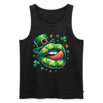 Saint-Patrick Funny Clover Lips - Débardeur bio Premium Homme - noir - Devant - Michal (187cm)