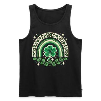 St. Patrick's Day Shamrock Rainbow Design - Men's Premium Organic Tank Top - black - Front - Michal (187cm)
