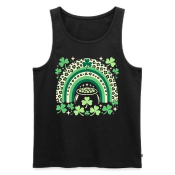 St. Patrick's Day Rainbow Shamrock Luck - Men's Premium Organic Tank Top - black - Front - Michal (187cm)
