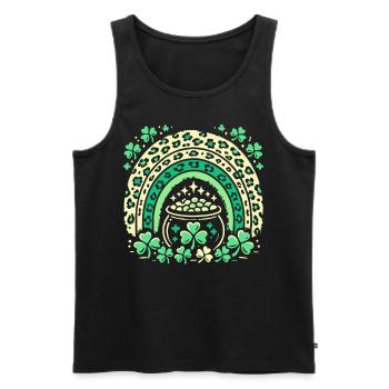 Rainbow Shamrock Magie de la Saint-Patrick - Débardeur bio Premium Homme - noir - Devant - Michal (187cm)