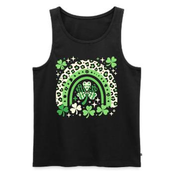 St. Patrick's Day Lucky Clover and Rainbow - Men's Premium Organic Tank Top - black - Front - Michal (187cm)
