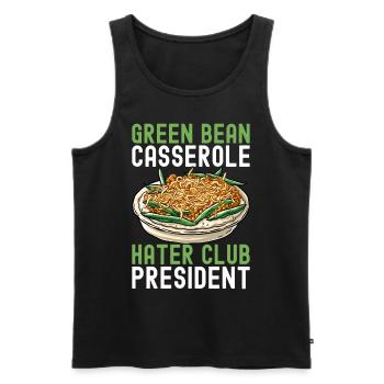 Casserole de haricots verts - Débardeur bio Premium Homme - noir - Devant - AI Model Male 178 light (178cm)