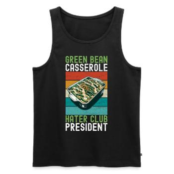 Casserole de haricots verts - Débardeur bio Premium Homme - noir - Devant - AI Model Male 178 light (178cm)