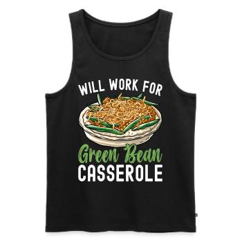 Casserole de haricots verts - Débardeur bio Premium Homme - noir - Devant - AI Model Male 178 light (178cm)