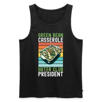 Casserole de haricots verts - Débardeur bio Premium Homme - noir - Devant - AI Model Male 178 light (178cm)