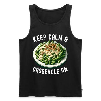 Casserole de haricots verts - Débardeur bio Premium Homme - noir - Devant - AI Model Male 178 light (178cm)