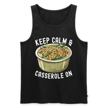 Casserole de haricots verts - Débardeur bio Premium Homme - noir - Devant - AI Model Male 178 light (178cm)