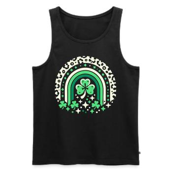 St. Patrick's Day Shamrock Rainbow Luck - Men's Premium Organic Tank Top - black - Front - Michal (187cm)
