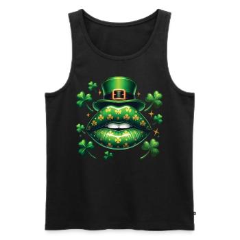 St. Patrick's Day Clover Lips Magic - Men's Premium Organic Tank Top - black - Front - AI Model Male 178 light (178cm)