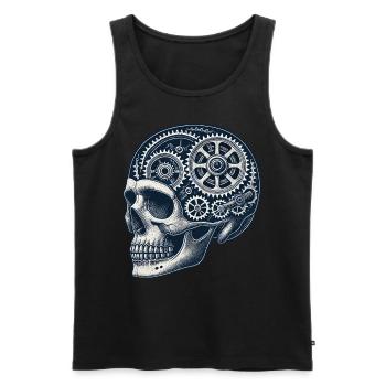 Fahrrad Enthusiast Schädel Zahnräder - Männer Premium Bio Tank Top - Schwarz - Vorne - Michal (187cm)