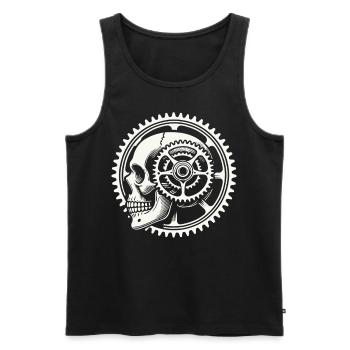 Fahrrad Schädel Zahnrad Abenteuer - Männer Premium Bio Tank Top - Schwarz - Vorne - Michal (187cm)