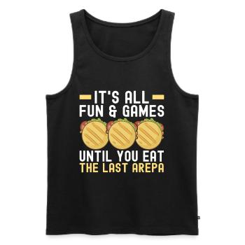 Venezuelan Arepas - Men's Premium Organic Tank Top - black - Front - AI Model Male 178 light (178cm)
