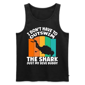Funny Scuba Diving – Outswim the Shark Quote - Männer Premium Bio Tank Top - Schwarz - Vorne - Michal (187cm)