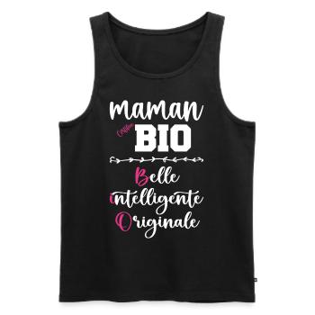 Cadeau maman personnalisé humour fête des mères - Débardeur bio Premium Homme - noir - Devant - Michal (187cm)