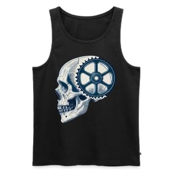 Fahrradliebhaber Schädel mit Zahnrad für Radsport - Männer Premium Bio Tank Top - Schwarz - Vorne - AI Model Male 178 light (178cm)