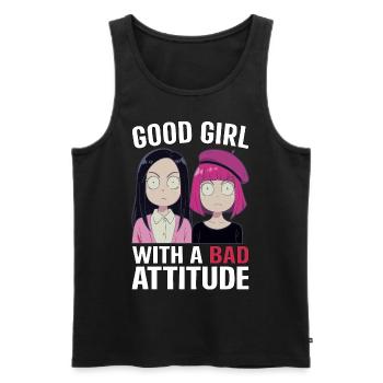 A good girl with a bad attitude - Men's Premium Organic Tank Top - black - Front - Michal (187cm)