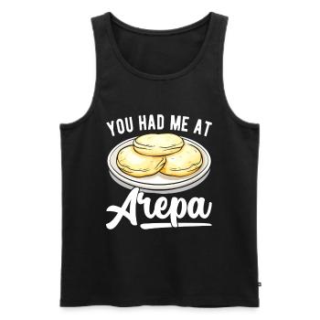 Venezuelan Arepas - Men's Premium Organic Tank Top - black - Front - AI Model Male 178 light (178cm)