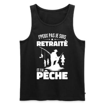J'peux pas je suis retraité et j'ai pêche - Débardeur bio Premium Homme - noir - Devant - AI Model Male 178 light (178cm)