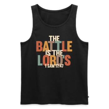 The Battle Is the Lord’s - 1 Samuel 17:47 - Men's Premium Organic Tank Top - black - Front - Michal (187cm)
