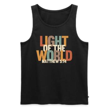 Licht der Welt - Matthäus 5,14 - Männer Premium Bio Tank Top - Schwarz - Vorne - AI Model Male 178 light (178cm)