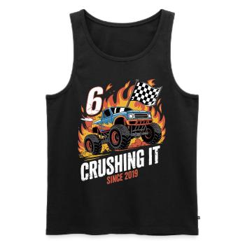 6. Geburtstag Monstertruck – Crushing It 2019 - Männer Premium Bio Tank Top - Schwarz - Vorne - AI Model Male 178 light (178cm)