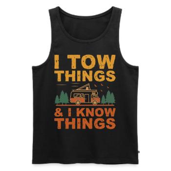 Ich schleppe Dinge ab und ich weiß Dinge Vatertag - Männer Premium Bio Tank Top - Schwarz - Vorne - Michal (187cm)