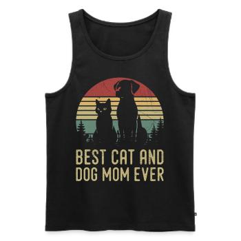 Retro Katze Hund Mama Katze Mama Für Mama Welpe Kätzchen - Männer Premium Bio Tank Top - Schwarz - Vorne - Michal (187cm)